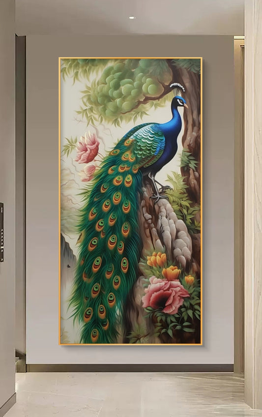 Onlookers Art | Oil Painting | Peacock Dance of the Feathers Oil Painting