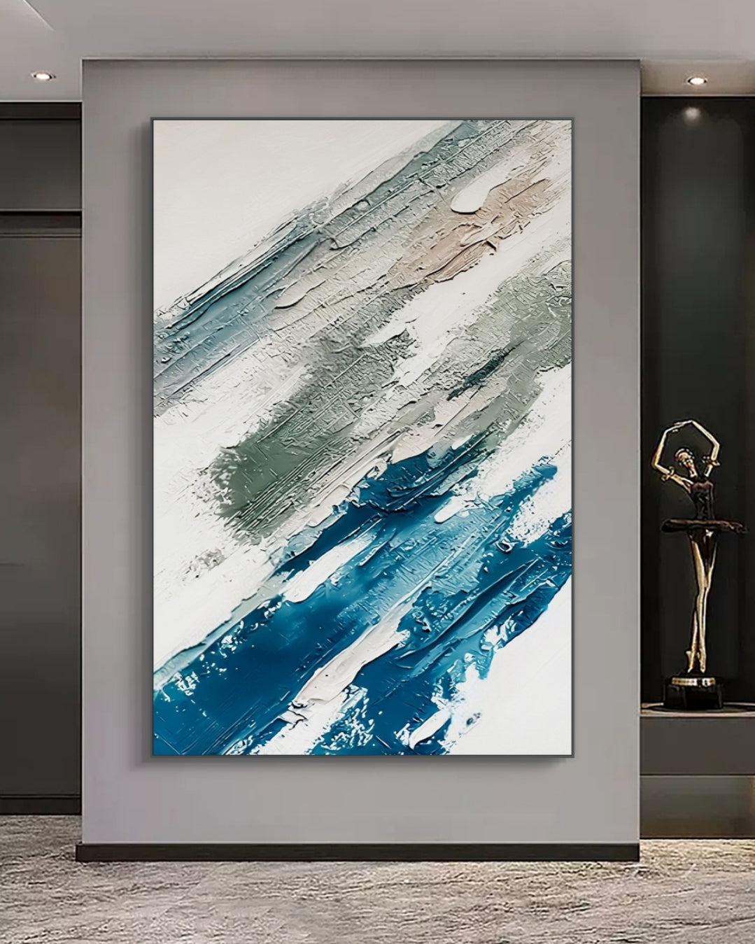 Aqua Echoes Abstract Oil Painting
