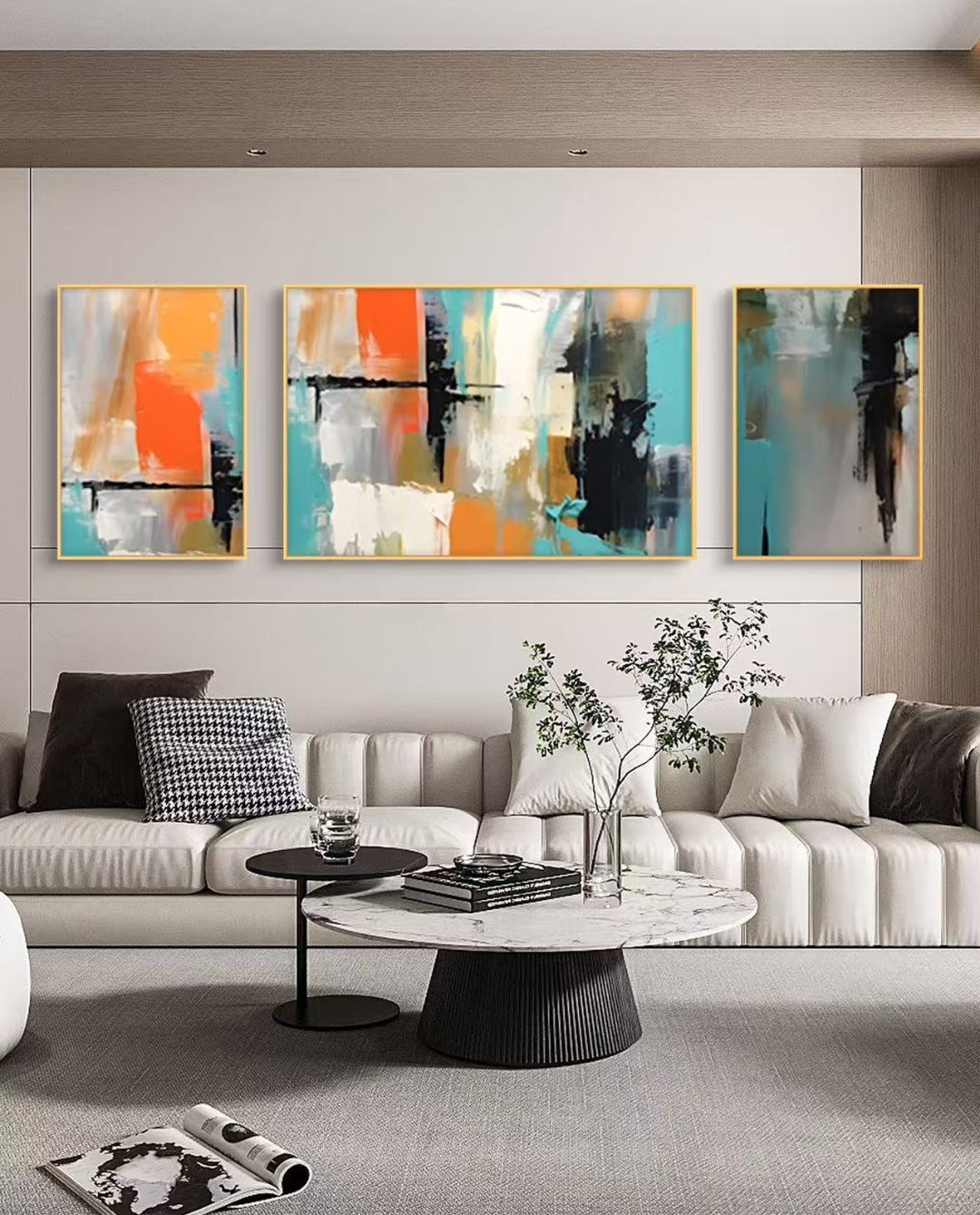 Onlookers Art | Oil Painting | Coral Horizon Abstract Oil Painting