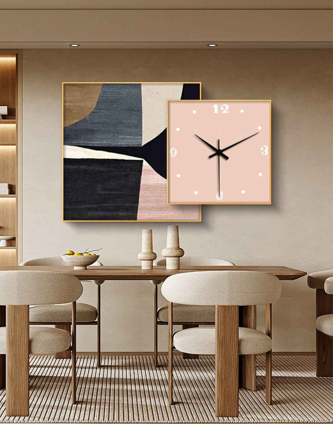 LoveY Abstract Oil Painting + Clock