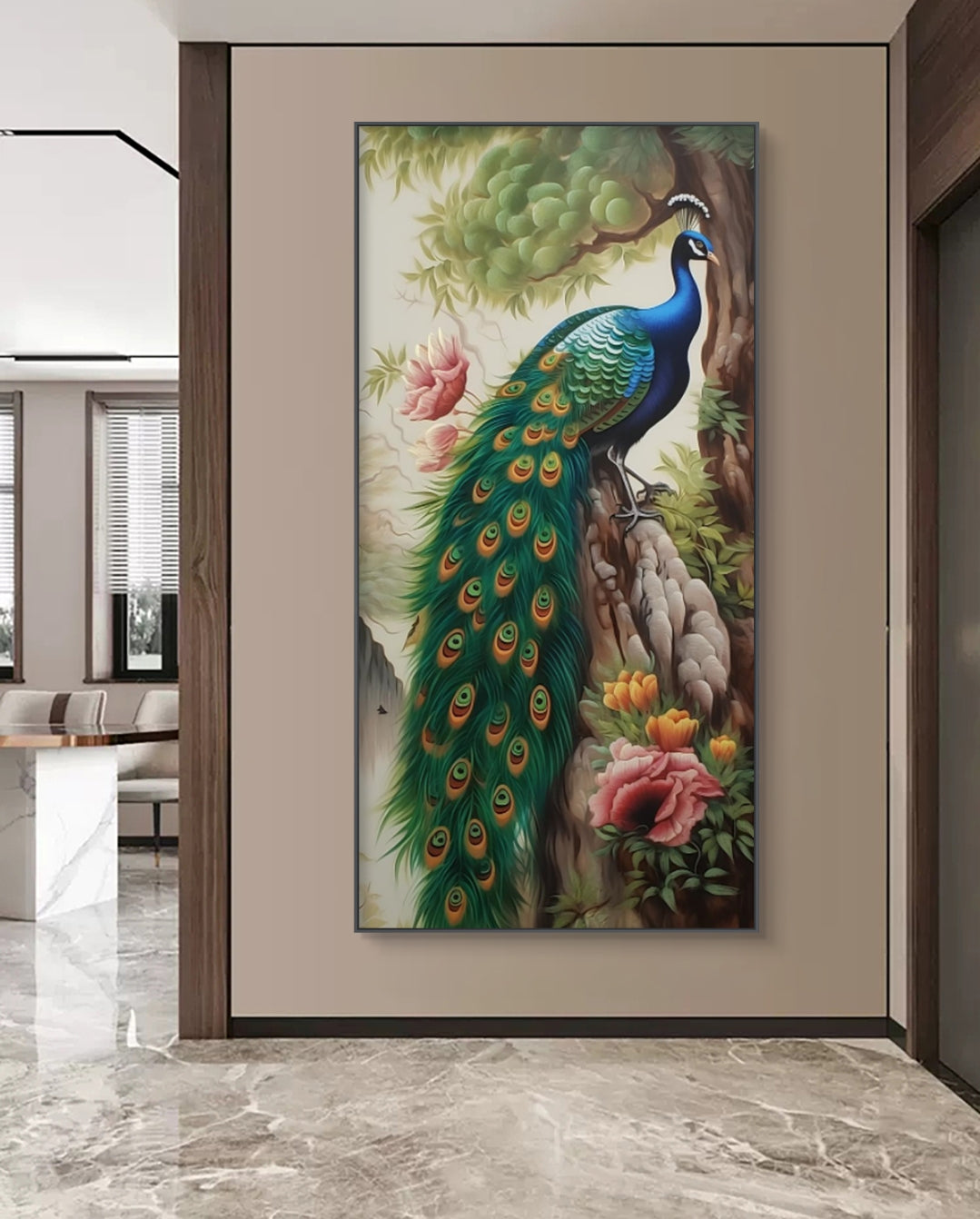 Onlookers Art | Oil Painting | Peacock Dance of the Feathers Oil Painting
