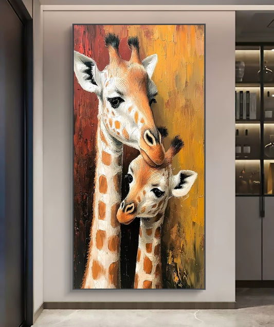 Onlookers Art | Oil Painting | Giraffes Together We Tower Oil Painting