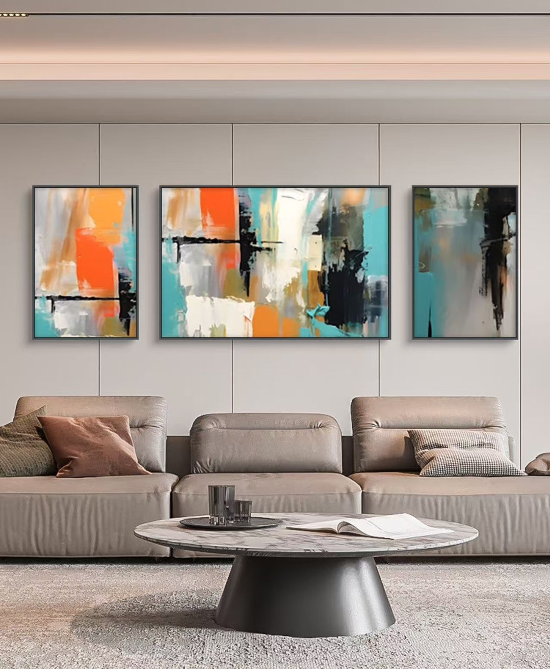 Onlookers Art | Oil Painting | Coral Horizon Abstract Oil Painting