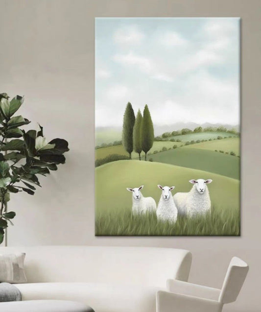 Onlookers Art | Oil Painting | Shepherd Sheep Oil Painting