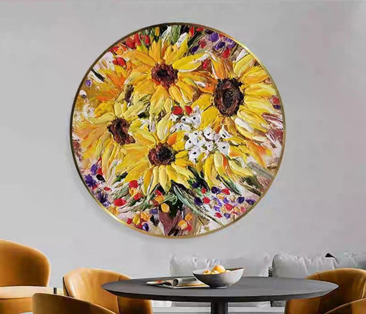 Onlookers Art | Oil Painting | SunFloWeR rOunD Oil Painting