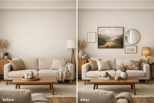 Before After Blank Wall Styling That Feels Complete