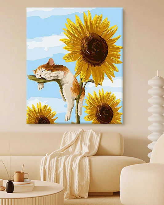 Sunflower Cat Oil Painting