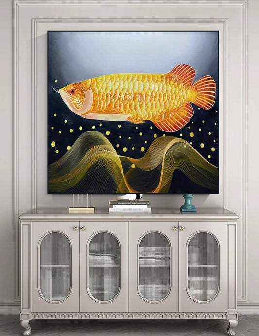 Golden Arowana Oil Painting