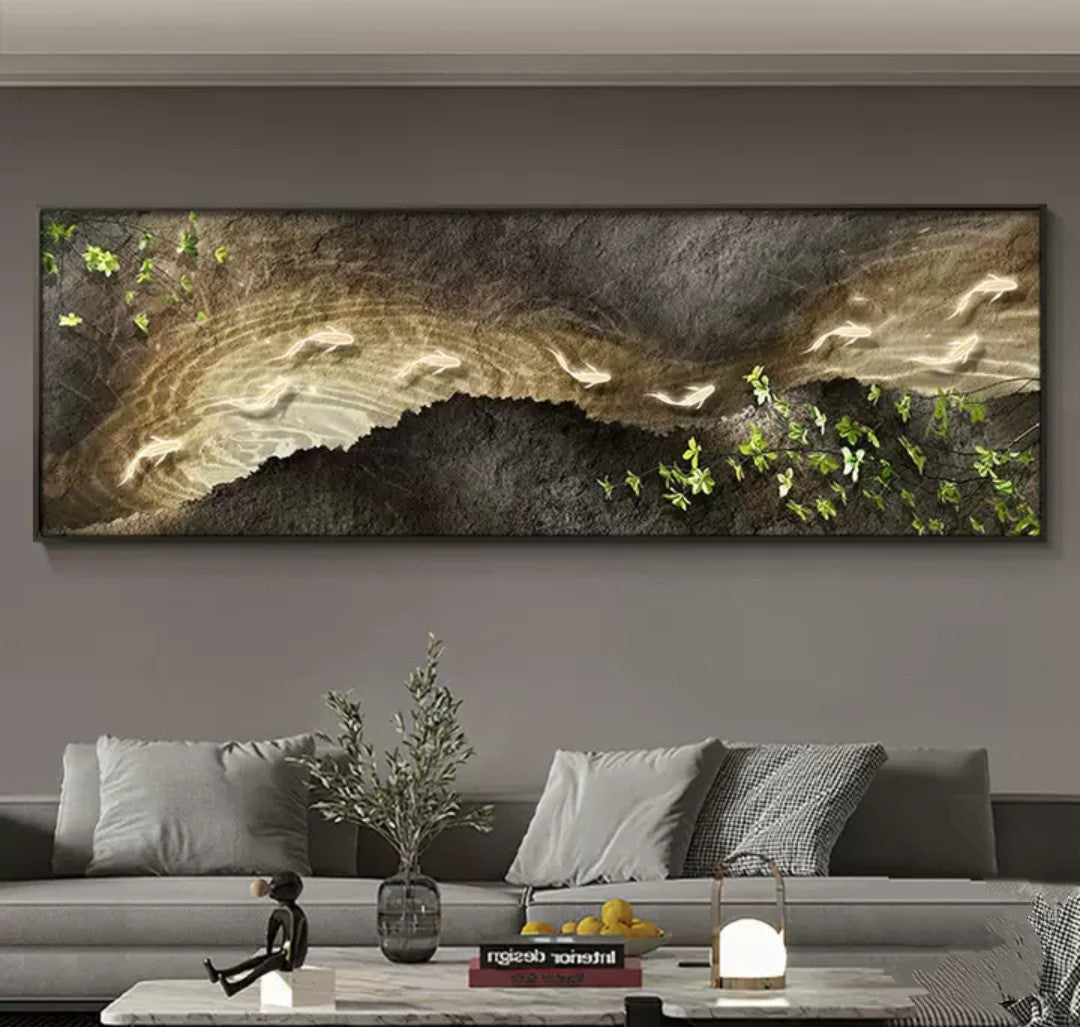 Onlookers Art | LUCKY FISHES ART PAINTING 120 X 40CM