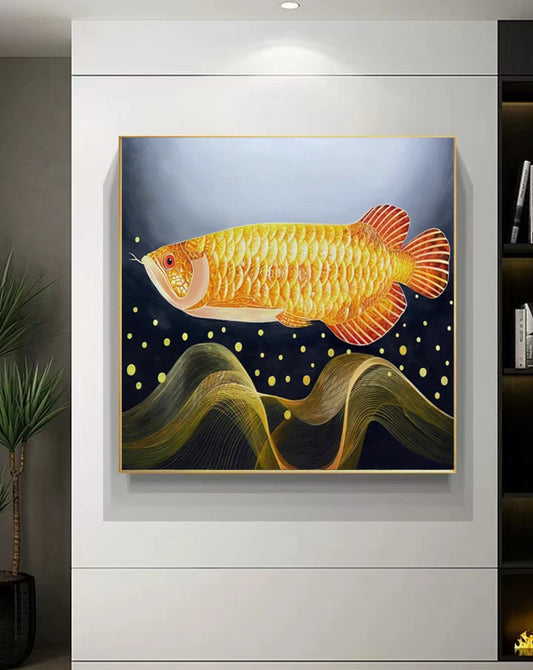 Golden Arowana Oil Painting