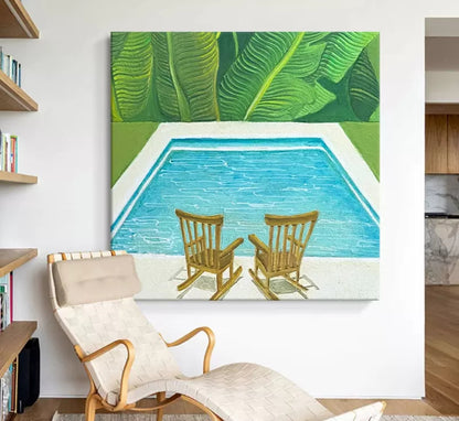 PoolSide Oil Painting