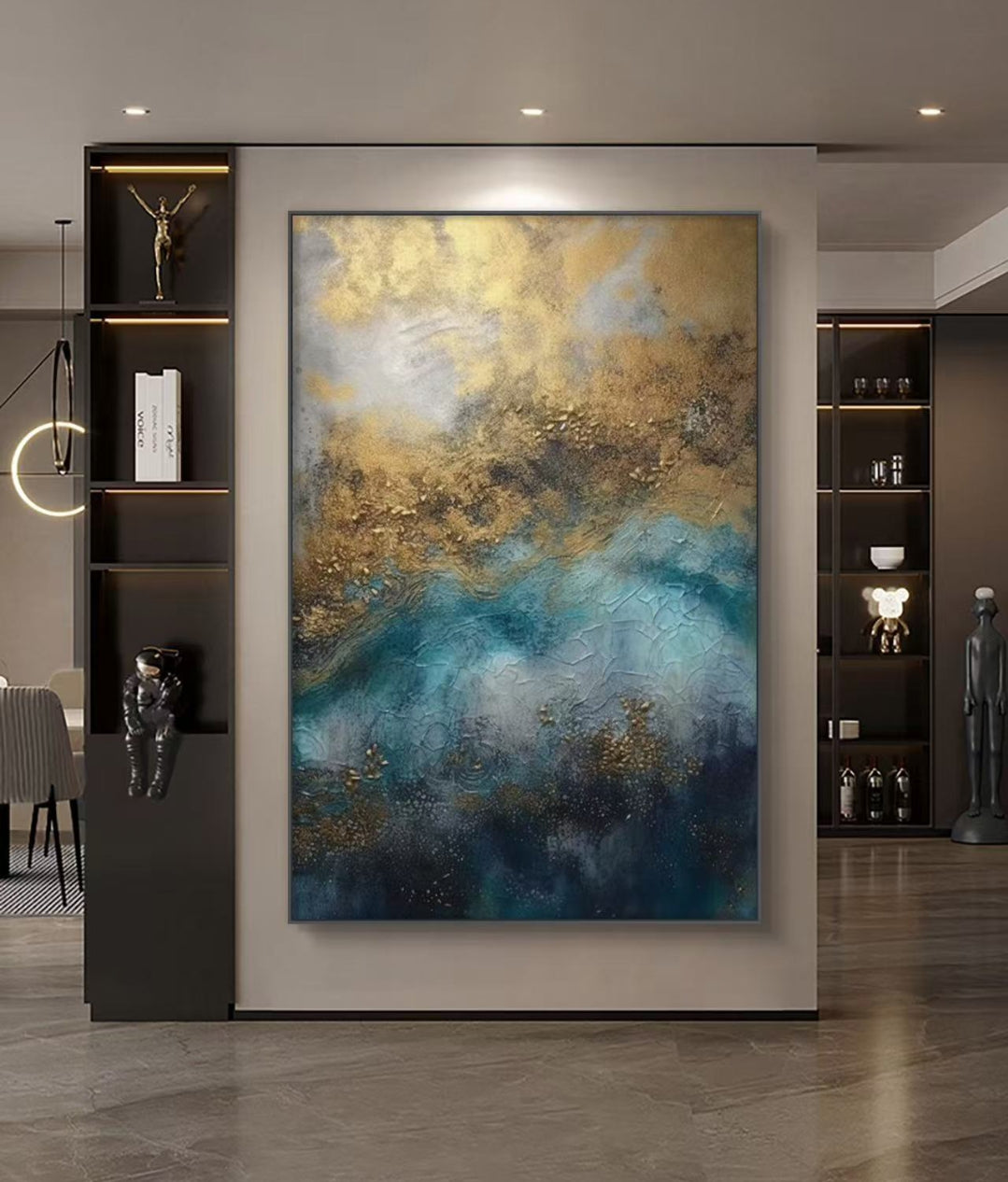 Golden Horizon Abstract Oil Painting