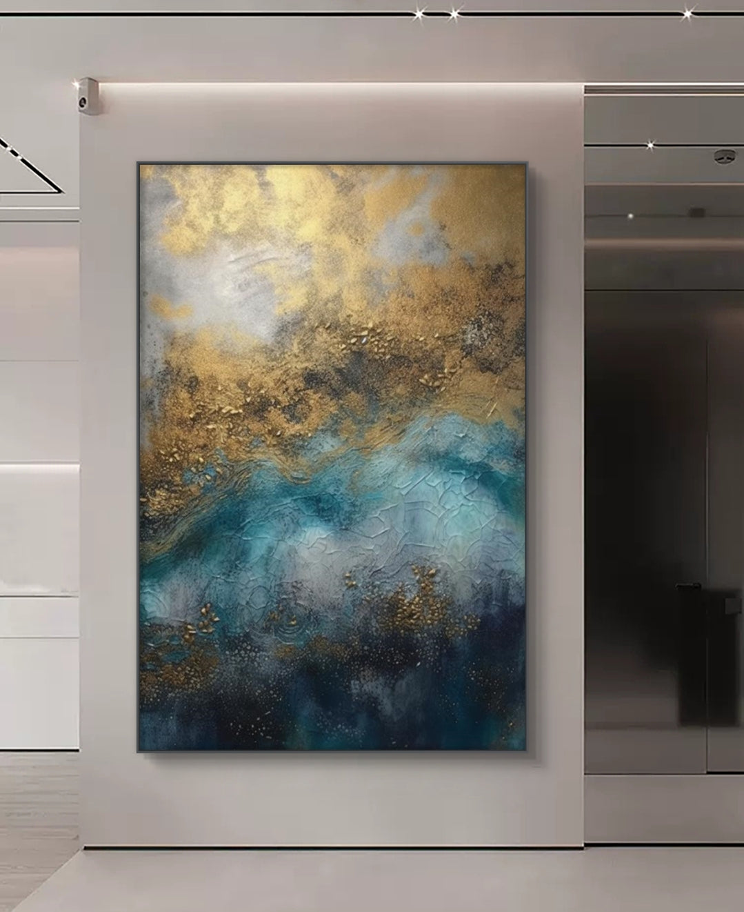 Golden Horizon Abstract Oil Painting