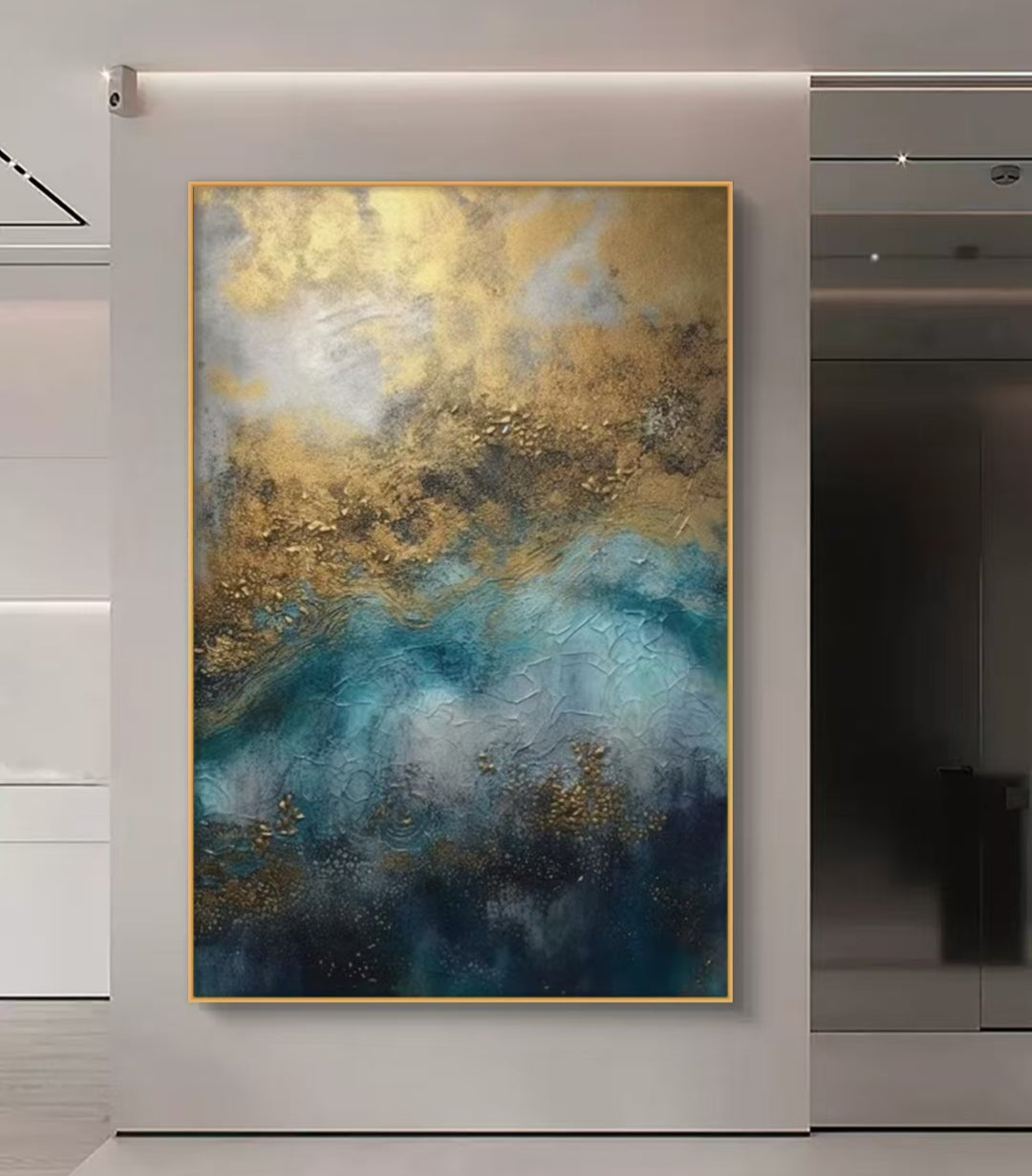 Golden Horizon Abstract Oil Painting