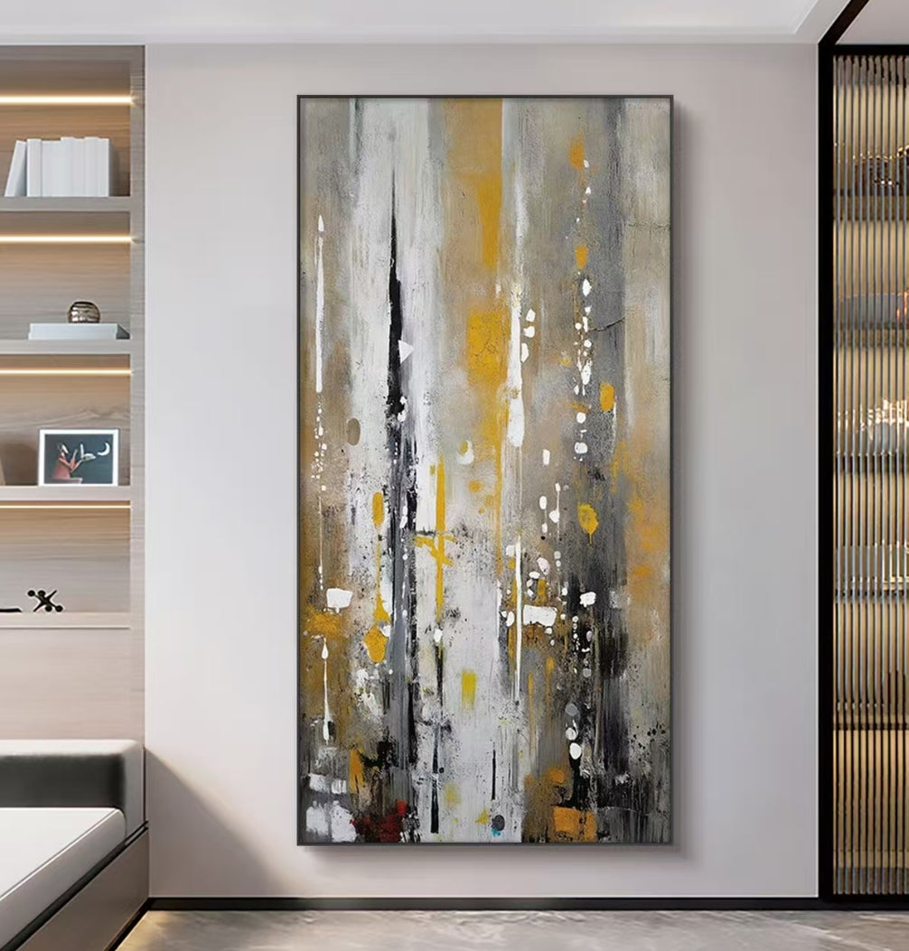 Onlookers Art | MIYU ABSTRACT OIL PAINTING 100 X 50CM BLACK