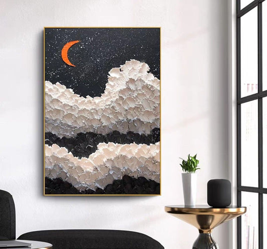 ClouDy MooN Oil Painting - Onlookers Art