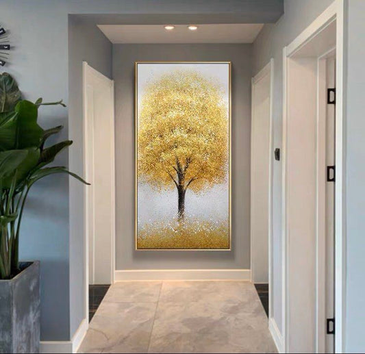 Onlookers Art | FORTUNE TREE OIL PAINTING 50 X 100CM BLACK
