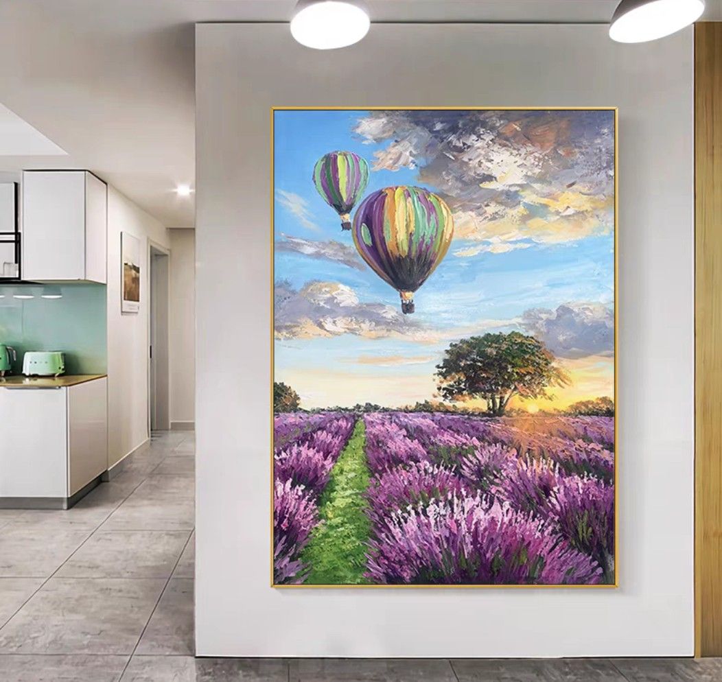 Hot Air Balloon Lavender Oil Painting