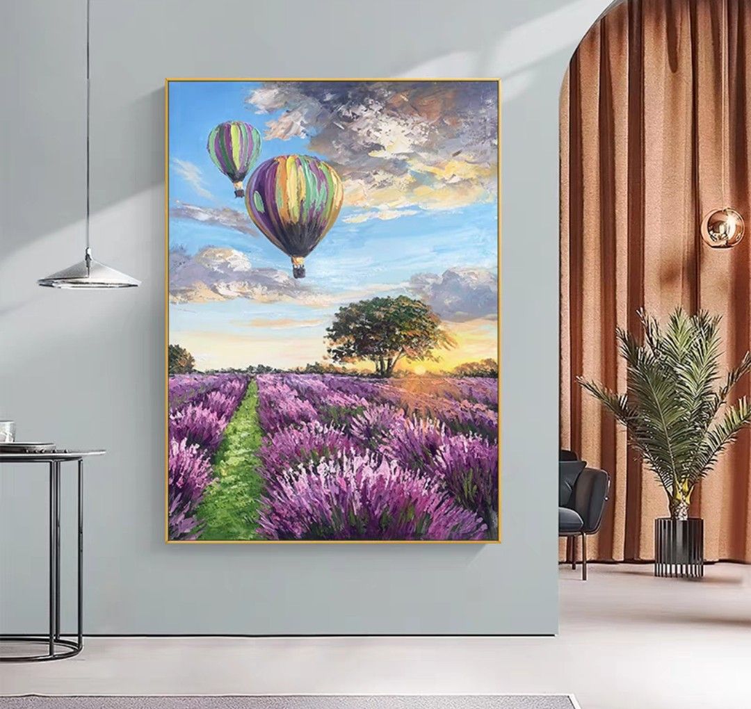Hot Air Balloon Lavender Oil Painting
