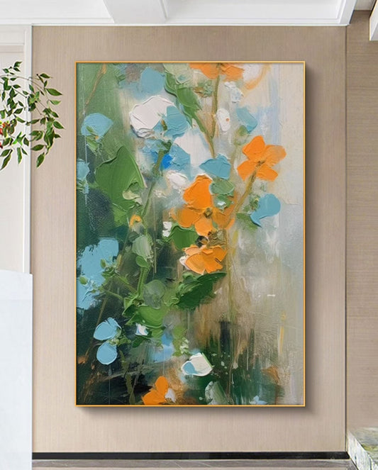 Onlookers Art | BRIGHT FLORAL OIL PAINTING 70 X 100CM BLACK