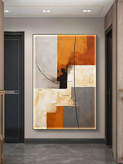 Earthy Geometry Abstract Oil Painting