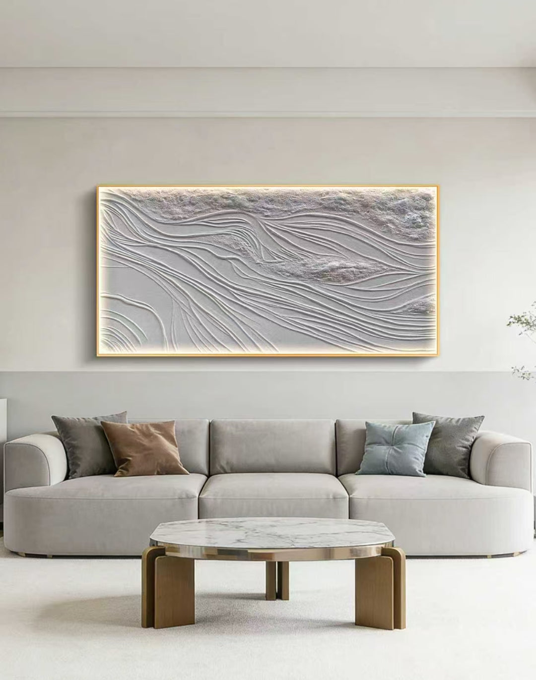 White Zen Flow Abstract Oil Painting