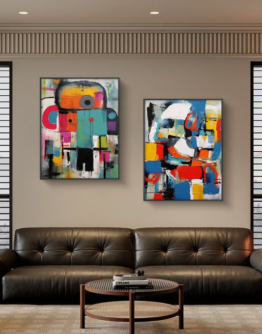 Onlookers Art | COLORBOTS OIL PAINTING A SET OF TWO 40 X 60CM BLACK