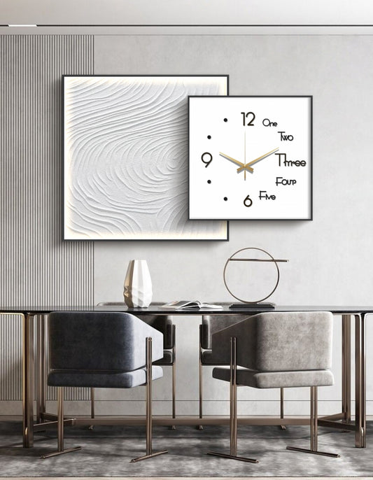 Clarity Abstract Oil Painting + Clock