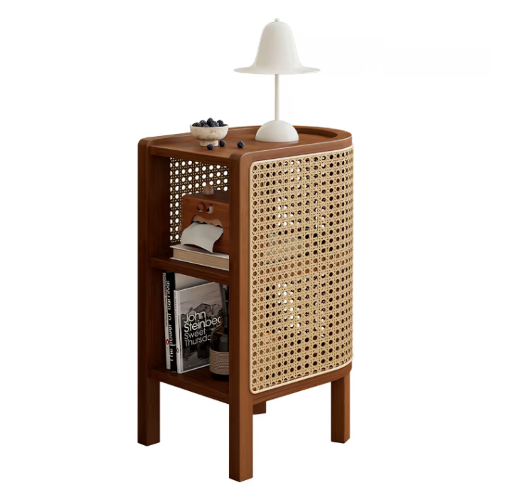 Curved Rattan Side Table