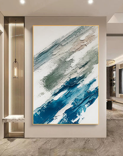 Aqua Echoes Abstract Oil Painting