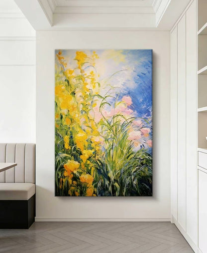 Golden Blooms Under Blue Skies Oil Painting
