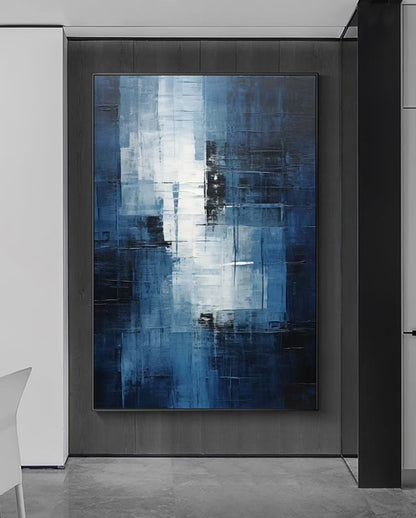 Moonlit Blue Abstract Oil Painting