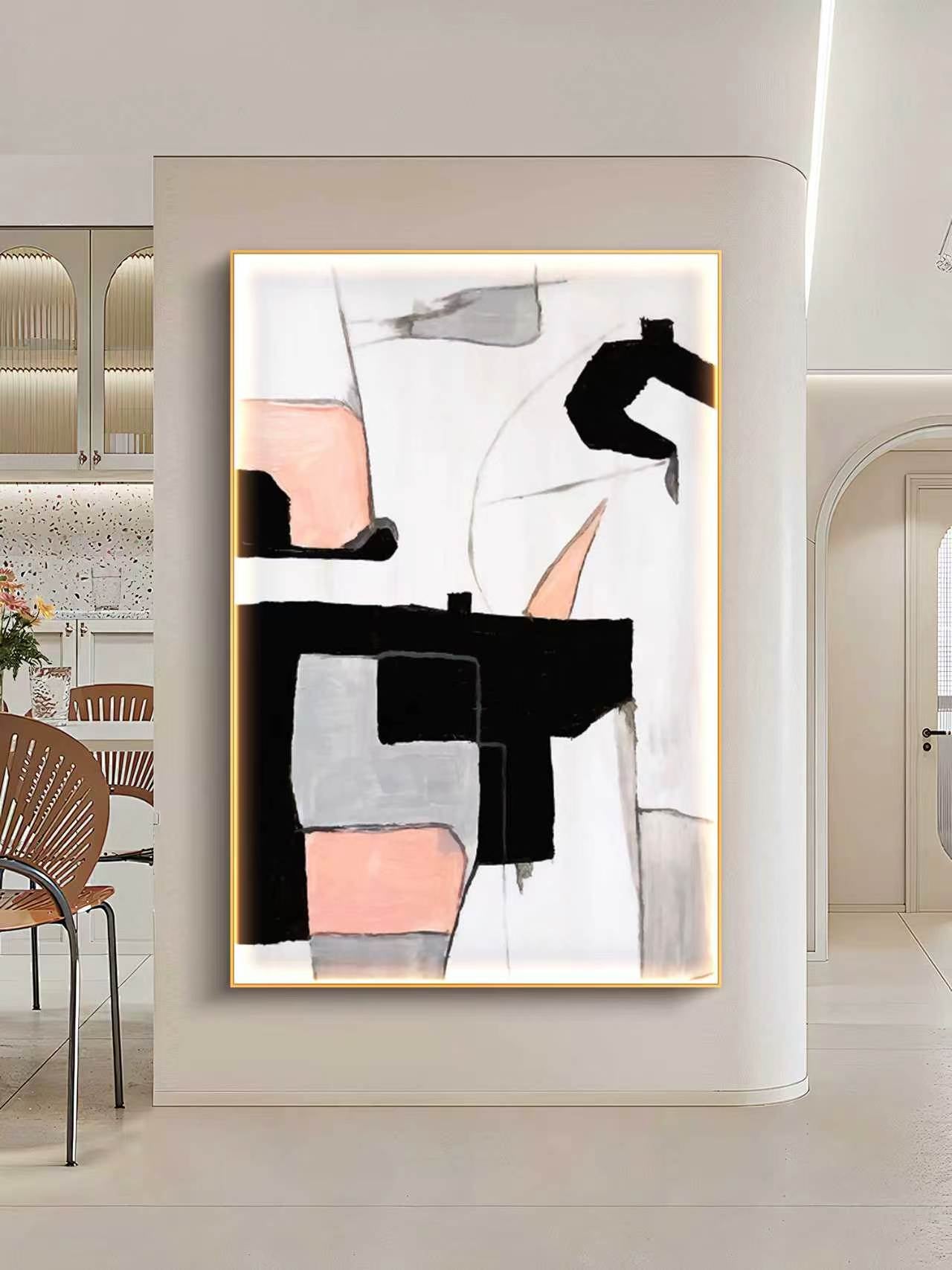 Pretty Pink Abstract Oil Painting