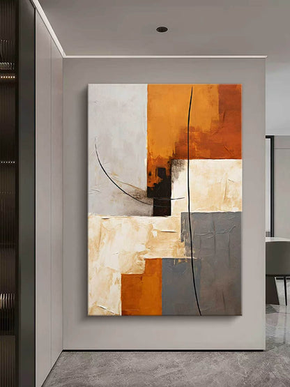 Earthy Geometry Abstract Oil Painting