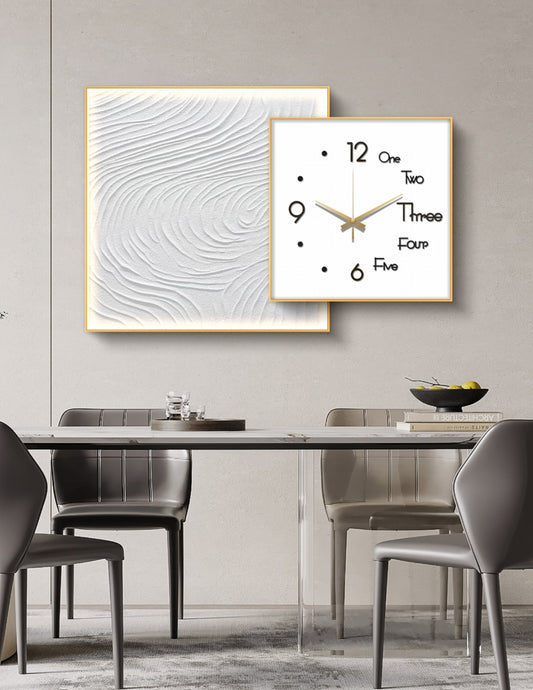 Clarity Abstract Oil Painting + Clock