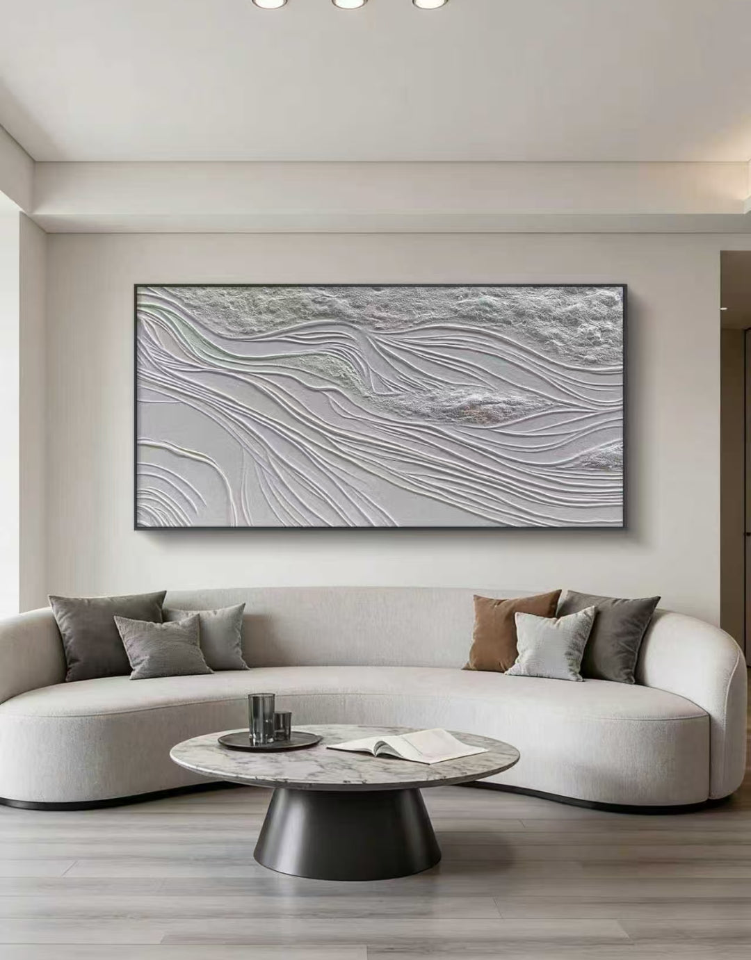 White Zen Flow Abstract Oil Painting