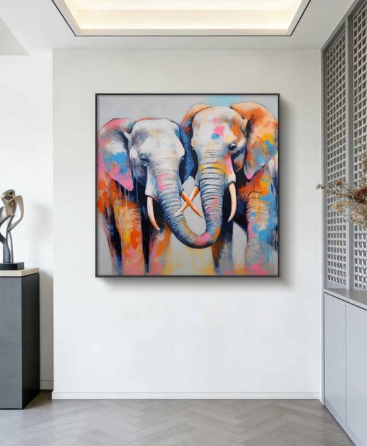 Viva Elephants Oil Painting
