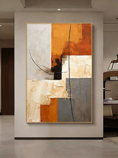 Earthy Geometry Abstract Oil Painting
