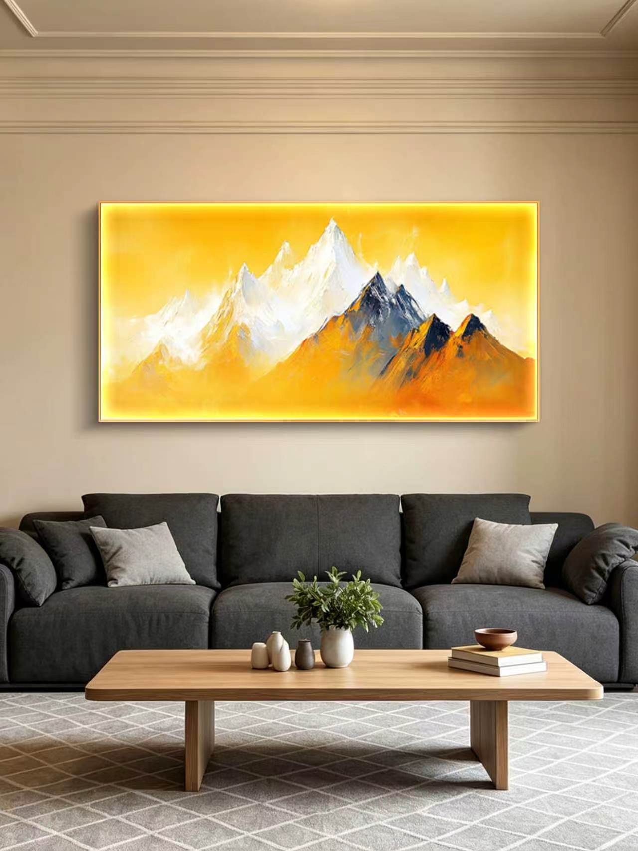 Sun Snow Peak Oil Painting