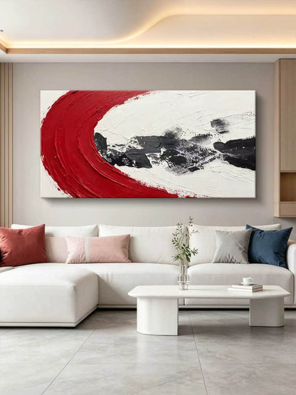 White Red Wave Abstract Oil Painting
