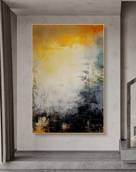 Noir Sunburst Abstract Oil Painting