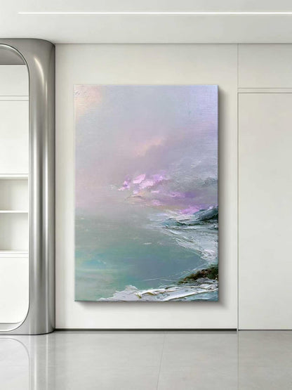 Lavender Tide Abstract Oil Painting