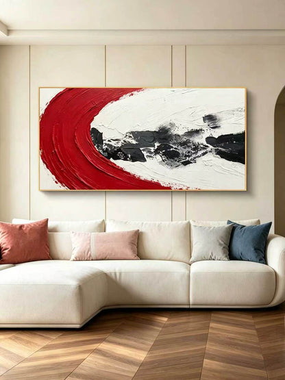 White Red Wave Abstract Oil Painting