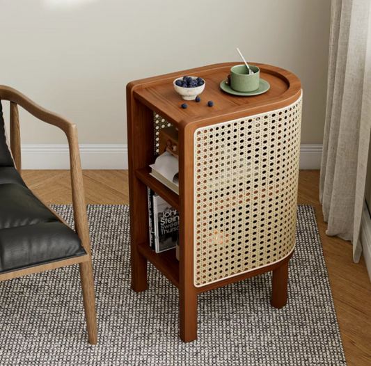 Curved Rattan Side Table