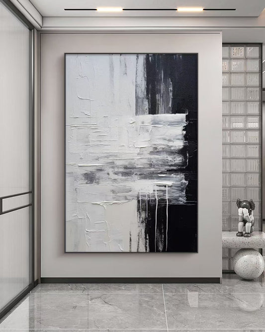 Black white Ink Abstract Oil Painting