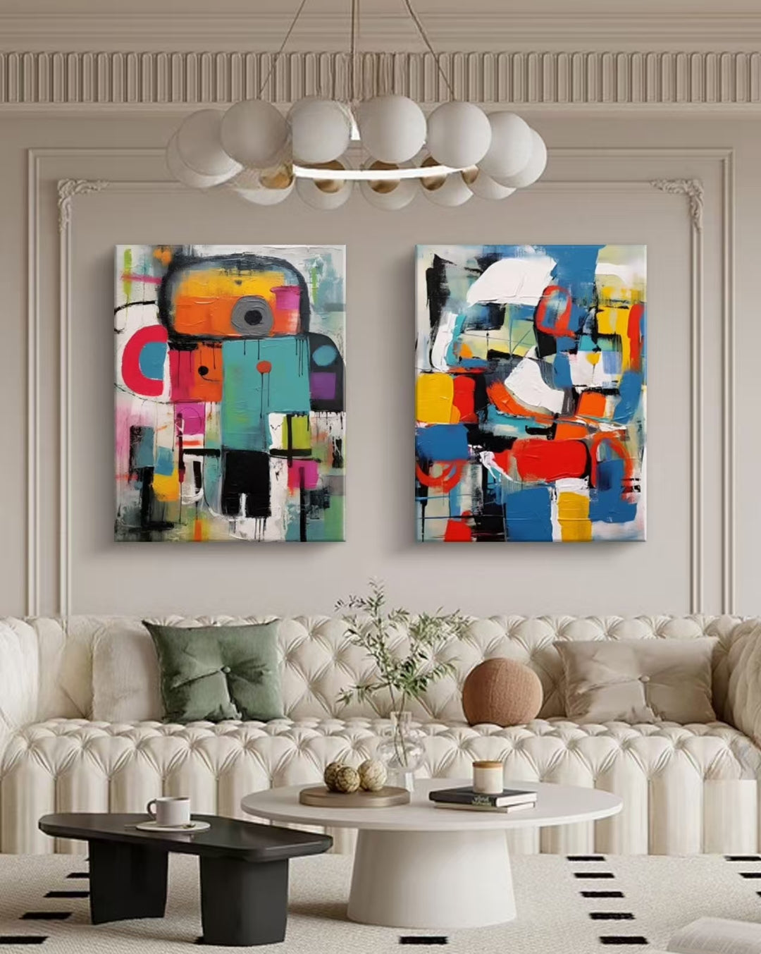 Onlookers Art | COLORBOTS OIL PAINTING A SET OF TWO 50 X 70CM BLACK