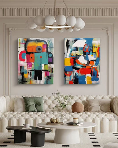 Onlookers Art | COLORBOTS OIL PAINTING A SET OF TWO 50 X 70CM BLACK
