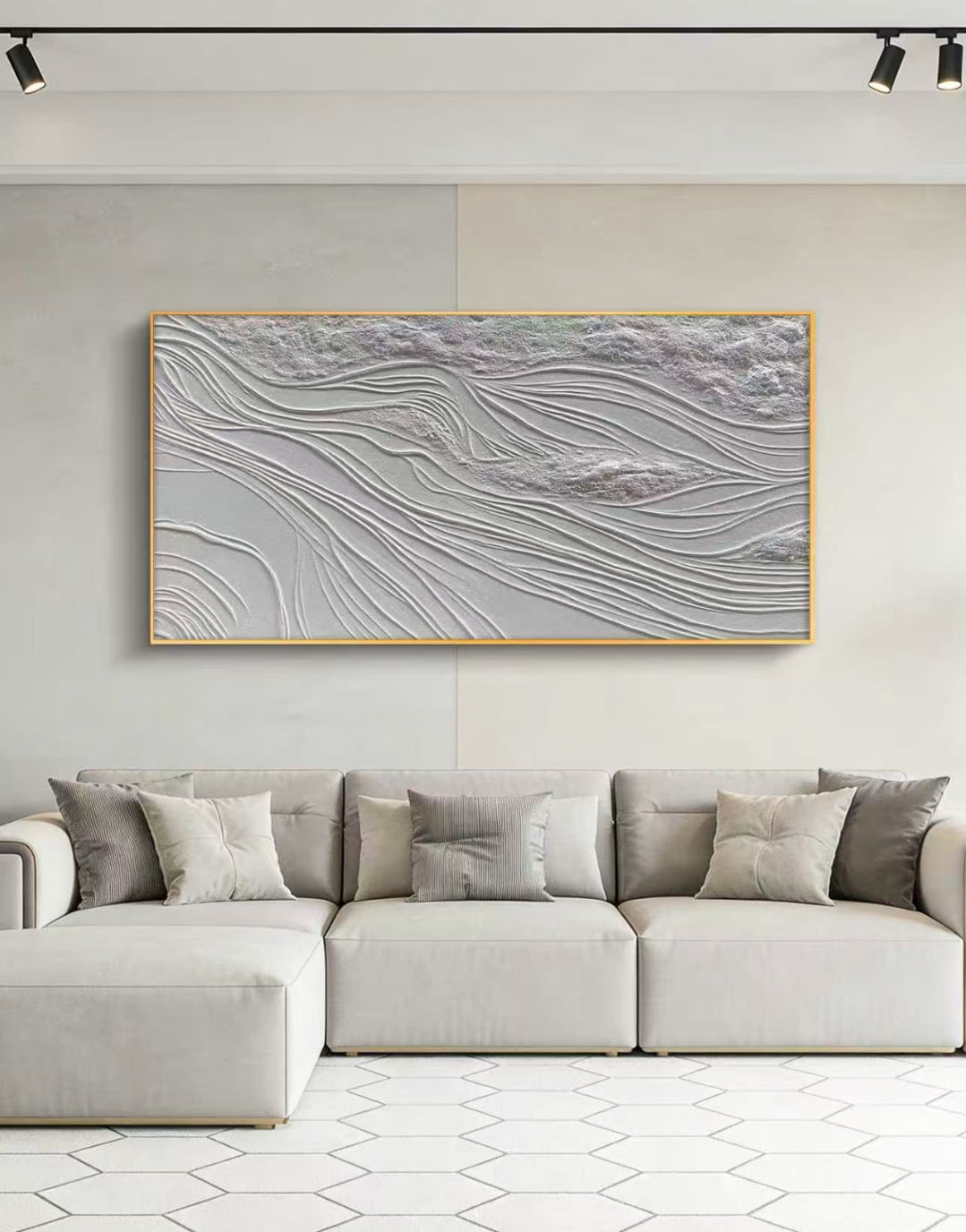 White Zen Flow Abstract Oil Painting