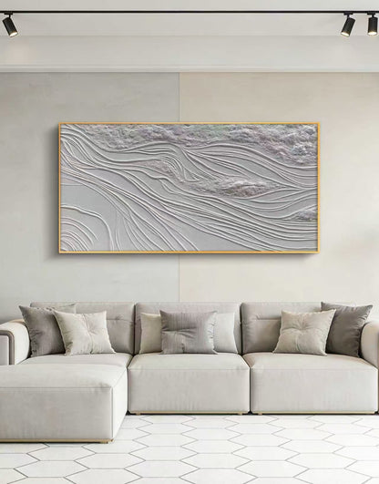 White Zen Flow Abstract Oil Painting