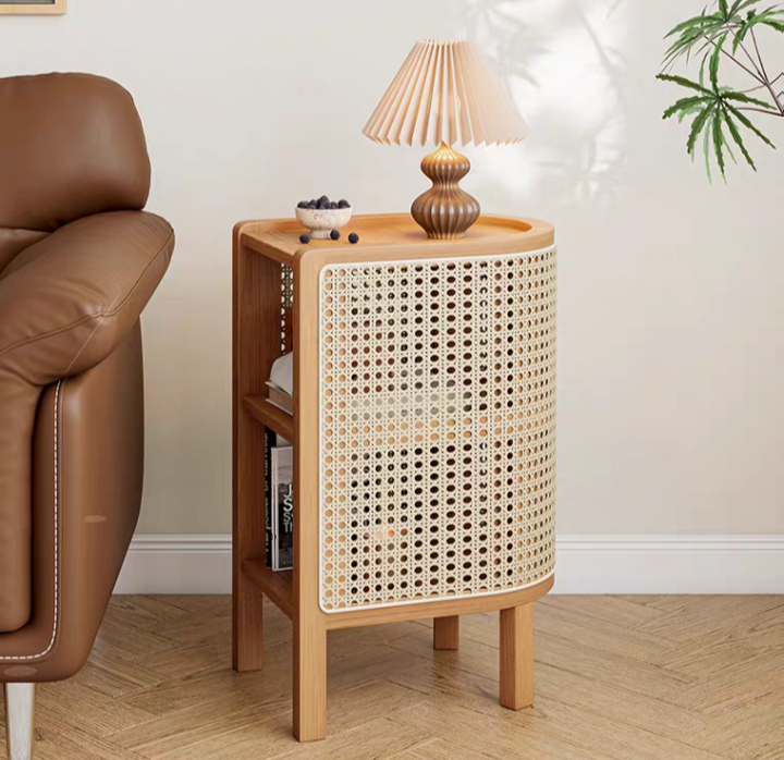 Curved Rattan Side Table